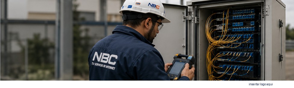 Técnico revisando infraestructura de fibra óptica